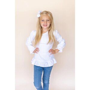 New ARB Blanks Girl's Long Sleeve Ruffle Shirt‎ in White Size 18 Months-